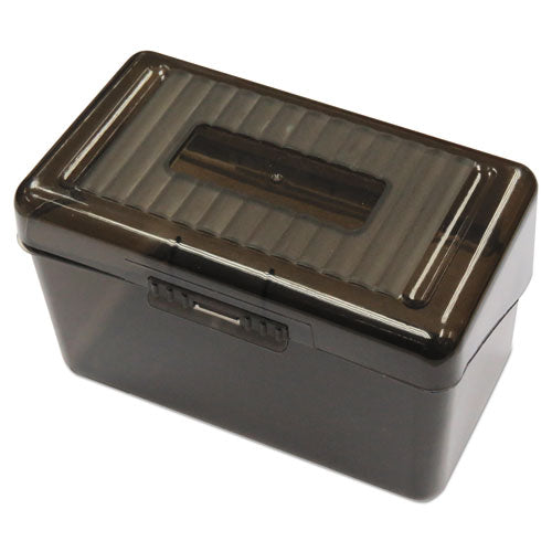 Plastic Index Card Boxes, Holds 300 3 x 5 Cards, 5.63 x 3.25 x 3.75, Translucent Black-(UNV47286)