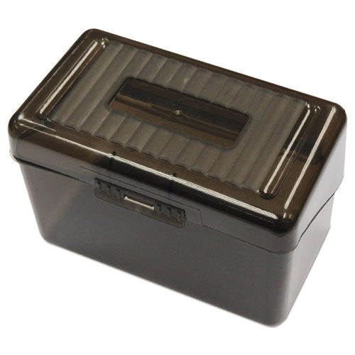 Plastic Index Card Boxes, Holds 400 4 x 6 Cards, 6.78 x 4.25 x 4.5, Translucent Black-(UNV47287)