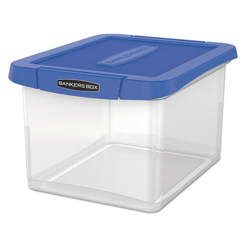 Heavy Duty Plastic File Storage, Letter/Legal Files, 14" x 17.38" x 10.5", Clear/Blue-(FEL0086201)