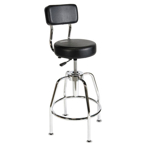 Heavy-Duty Shop Stool, Supports Up to 300 lb, 29" to 34" Seat Height, Black Seat/Back, Chrome Base-(SSX3010002)