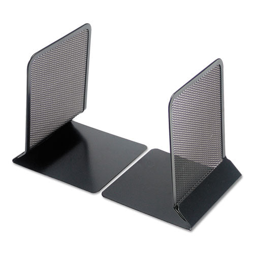 Metal Mesh Bookends, Nonskid, 5.38 x 5.38 x 6.75, Black, 1 Pair-(UNV20025)