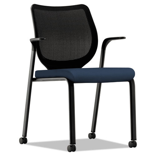 Nucleus Series Multipurpose Stacking Chair with ilira-Stretch M4 Back, Supports 300 lb, Navy Seat, Black Back, Black Base-(HONN606HCU98)