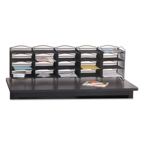 Onyx Mesh Literature Sorter, 20 Compartments, 19 x 15.25 x 59, Black-(SAF7770BL)