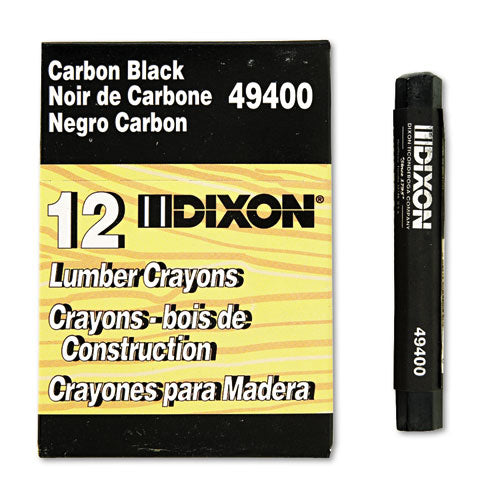 Lumber Crayons, 4.5 x 0.5, Carbon Black, Dozen-(DIX49400)