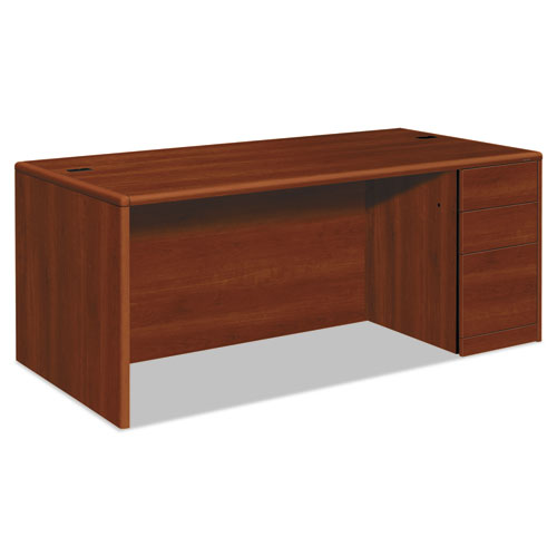 10700 Series Single Pedestal Desk with Full-Height Pedestal on Right, 72" x 36" x 29.5", Cognac-(HON10787RCO)