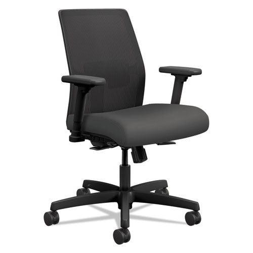 Ignition 2.0 4-Way Stretch Low-Back Mesh Task Chair, Supports 300 lb, 17" to 21" Seat Height, Iron Ore Seat, Black Back/Base-(HONI2L1AMLC19TK)