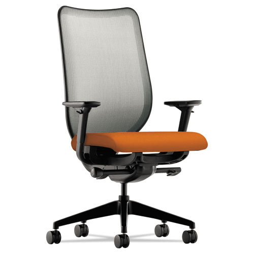 Nucleus Series Work Chair, ilira-Stretch M4 Back, Supports 300 lb, 17" to 22" Seat, Apricot Seat/Back, Black Base-(HONN102CU47)