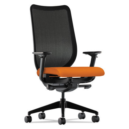 Nucleus Series Work Chair, ilira-Stretch M4 Back, Supports 300 lb, 17" to 22" Seat, Apricot Seat/Back, Black Base-(HONN103CU47)