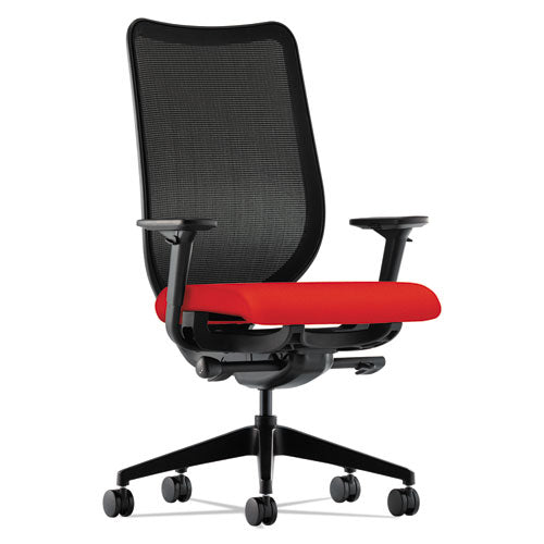 Nucleus Series Work Chair, ilira-Stretch M4 Back, Supports Up to 300 lb, 17" to 22" Seat Height, Red Seat/Back, Black Base-(HONN103CU67)