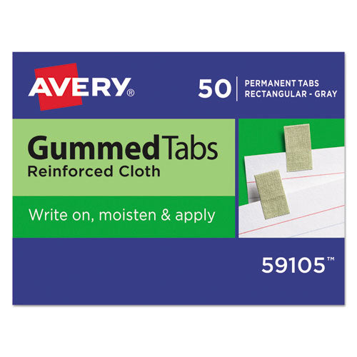 Gummed Reinforced Index Tabs, 1/12-Cut, Gray, 0.44" Wide, 50/Pack-(AVE59105)