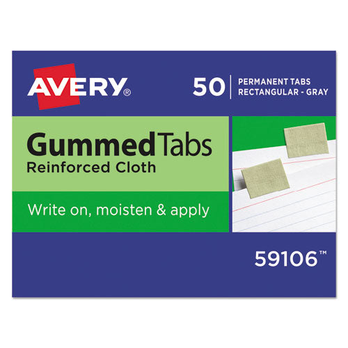 Gummed Reinforced Index Tabs, 1/5-Cut, Olive Green, 1" Wide, 50/Pack-(AVE59106)