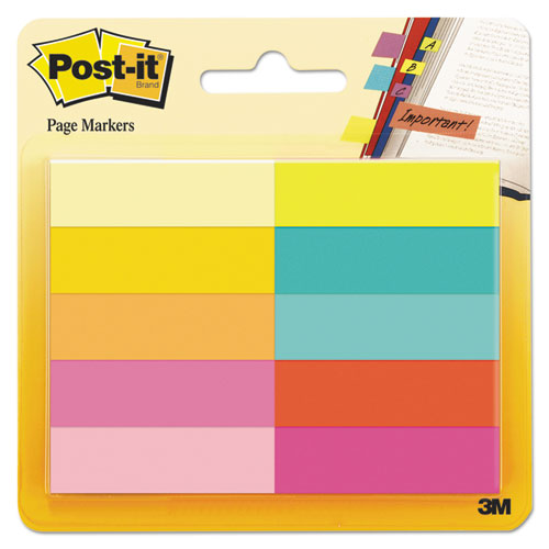 Page Flag Markers, Assorted Bright Colors, 50 Sheets/Pad, 10 Pads/Pack-(MMM67010AB)