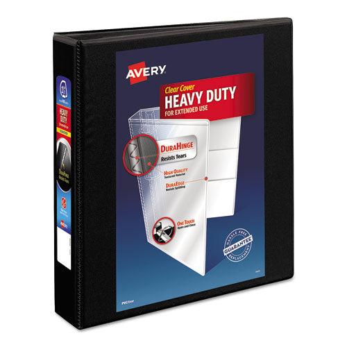 Heavy-Duty Non Stick View Binder with DuraHinge and Slant Rings, 3 Rings, 1.5" Capacity, 11 x 8.5, Black, (5400)-(AVE05400)