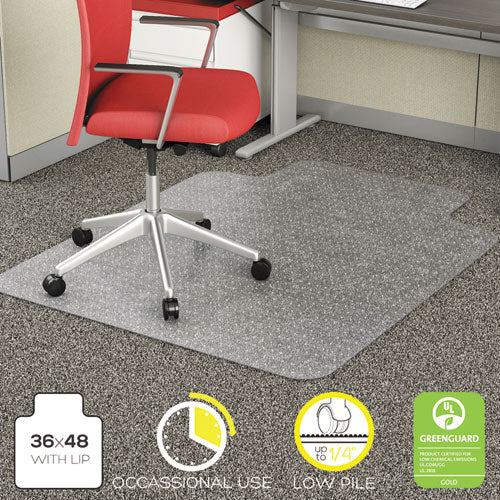 EconoMat Occasional Use Chair Mat, Low Pile Carpet, Roll, 36 x 48, Lipped, Clear-(DEFCM11112COM)