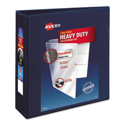 Heavy-Duty View Binder with DuraHinge and Locking One Touch EZD Rings, 3 Rings, 3" Capacity, 11 x 8.5, Navy Blue-(AVE79803)