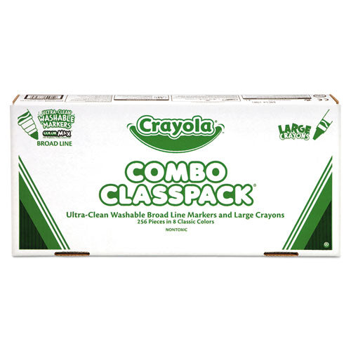 Crayon and Ultra-Clean Washable Marker Classpack, 8 Colors, 128 Each Crayons/Markers, 256/Box-(CYO523348)