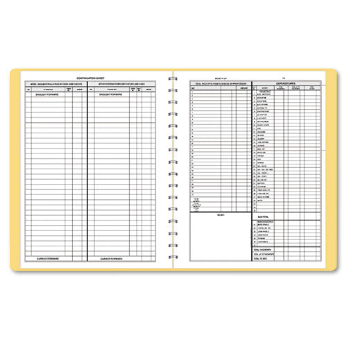 Simplified Monthly Bookkeeping Record, 4 Column Format, Tan Cover, 11 x 8.5 Sheets, 128 Sheets/Book-(DOM612)