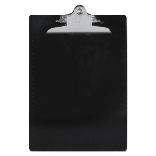 Recycled Plastic Clipboard with Ruler Edge, 1" Clip Capacity, Holds 8.5 x 11 Sheets, Black-(SAU21603)