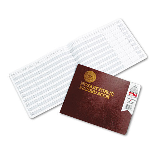 Notary Public Record Book, 10 Column Format, Maroon Cover, 10.5 x 8.25 Sheets, 32 Sheets/Book-(DOM880)