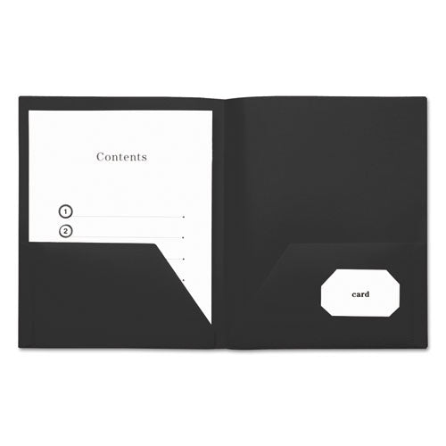 Two-Pocket Plastic Folders, 100-Sheet Capacity, 11 x 8.5, Black, 10/Pack-(UNV20540)