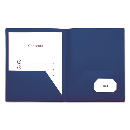 Two-Pocket Plastic Folders, 100-Sheet Capacity, 11 x 8.5, Royal Blue, 10/Pack-(UNV20542)