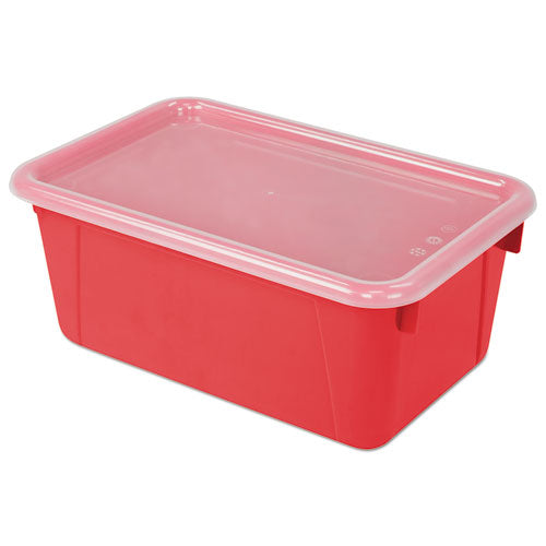 Cubby Bins with Clear Lids, 12.25" x 7.75" x 5.13", Red, 6/Pack-(STX62407U06C)