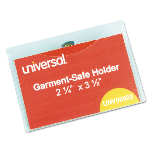 Clear Badge Holders w/Garment-Safe Clips, 2 1/4 x 3 1/2, White Inserts, 50/Box-(UNV56003)