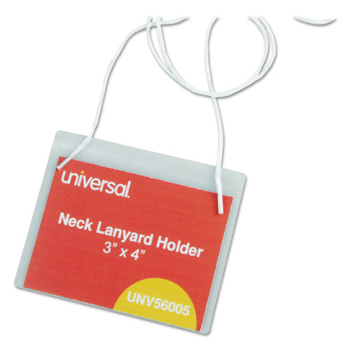 Clear Badge Holders w/Neck Lanyards, 3 x 4, White Inserts, 100/Box-(UNV56005)