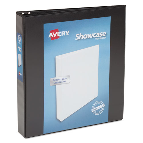 Showcase Economy View Binder with Round Rings, 3 Rings, 1.5" Capacity, 11 x 8.5, Black-(AVE19650)