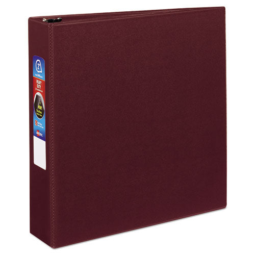 Heavy-Duty Non-View Binder with DuraHinge and One Touch EZD Rings, 3 Rings, 2" Capacity, 11 x 8.5, Maroon-(AVE79362)