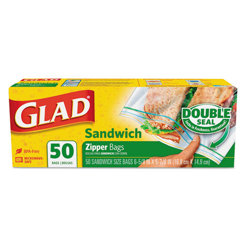 Sandwich Zipper Bags, 6.63" x 8", Clear, 600/Carton-(CLO57263)