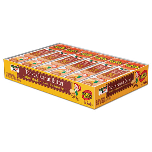 Sandwich Crackers, Toast and Peanut Butter, 8 Cracker Snack Pack, 12/Box-(KEB21167)
