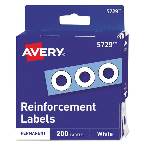 Dispenser Pack Hole Reinforcements, 0.25" Dia, White, 200/Pack, (5729)-(AVE05729)