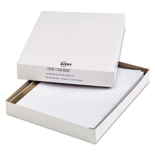 Index Dividers with White Labels, 5-Tab, 11 x 8.5, White, 25 Sets-(AVE11338)