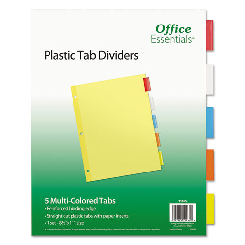 Plastic Insertable Dividers, 5-Tab, 11 x 8.5, Assorted Tabs, 1 Set-(AVE11465)