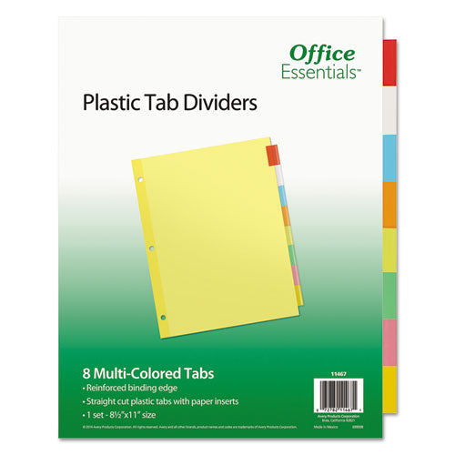 Plastic Insertable Dividers, 8-Tab, 11 x 8.5, Assorted Tabs, 1 Set-(AVE11467)