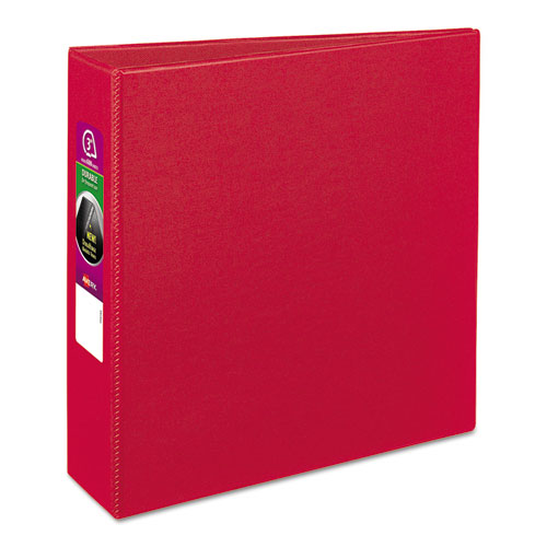 Durable Non-View Binder with DuraHinge and Slant Rings, 3 Rings, 3" Capacity, 11 x 8.5, Red-(AVE27204)