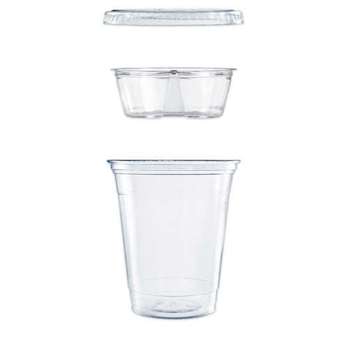 Clear PET Cups with Single Compartment Insert, 12 oz, Clear, 500/Carton-(DCCPF35C1CP)