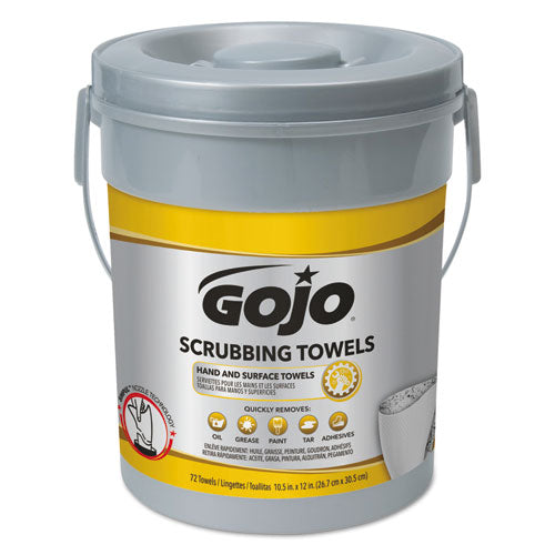 Scrubbing Towels, Hand Cleaning, 2-Ply, 10.5 x 12, Fresh Citrus, Silver/Yellow, 72/Bucket-(GOJ639606EA)