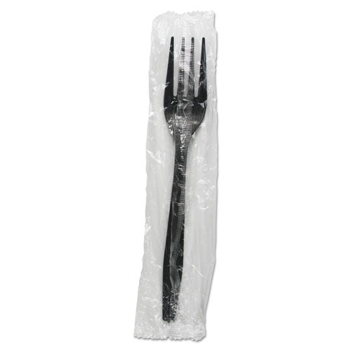 Heavyweight Wrapped Polypropylene Cutlery, Fork, Black, 1,000/Carton-(BWKFORKHWPPBIW)