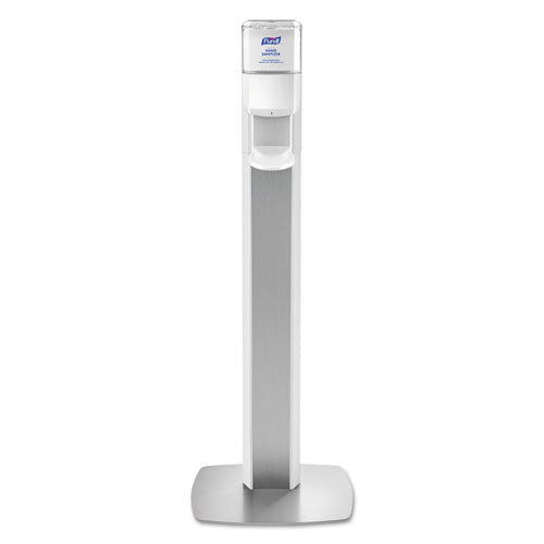 MESSENGER ES6 Floor Stand with Dispenser, 1,200 mL, 13.16 x 16.63 x 51.57, Silver/White-(GOJ7306DSSLV)