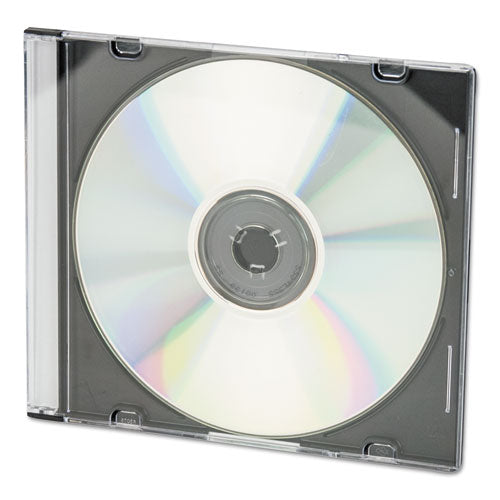 CD/DVD Slim Jewel Cases, Clear/Black, 100/Pack-(IVR85800)
