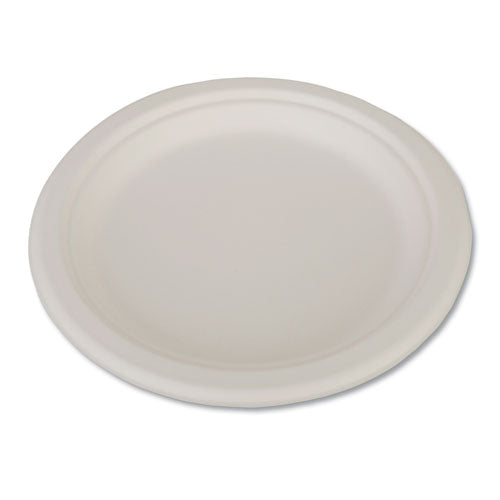 ChampWare Heavyweight Bagasse Dinnerware, Plate, 9" dia, White, 500/Carton-(SCH18140)