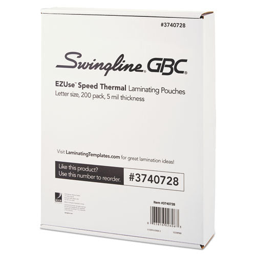 EZUse Thermal Laminating Pouches, 5 mil, 9" x 11.5", Gloss Clear, 200/Pack-(GBC3740728)