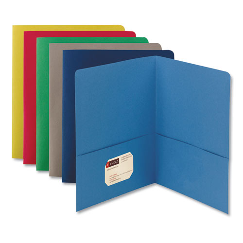 Two-Pocket Folder, Textured Paper, 100-Sheet Capacity, 11 x 8.5, Assorted, 25/Box-(SMD87850)