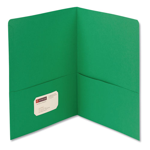 Two-Pocket Folder, Textured Paper, 100-Sheet Capacity, 11 x 8.5, Green, 25/Box-(SMD87855)