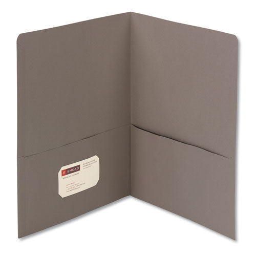 Two-Pocket Folder, Embossed Leather Grain Paper, Gray, 25/Box-(SMD87856)