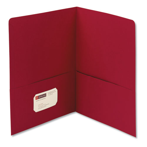 Two-Pocket Folder, Textured Paper, 100-Sheet Capacity, 11 x 8.5, Red, 25/Box-(SMD87859)