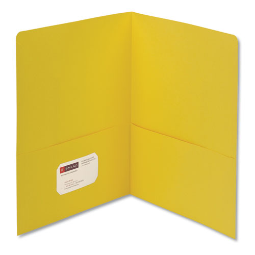 Two-Pocket Folder, Textured Paper, 100-Sheet Capacity, 11 x 8.5, Yellow, 25/Box-(SMD87862)