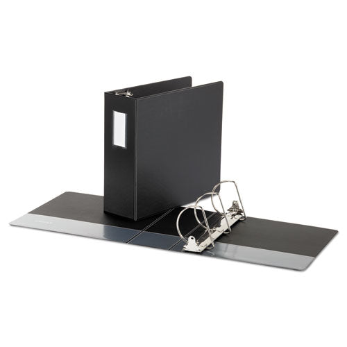 Deluxe Non-View D-Ring Binder with Label Holder, 3 Rings, 4" Capacity, 11 x 8.5, Black-(UNV20706)